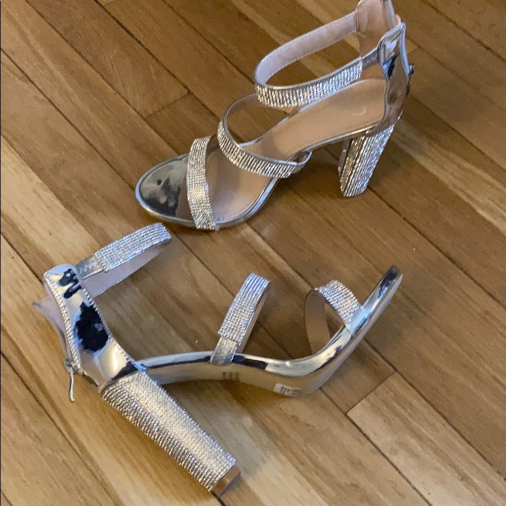 Sliver rhinestone heels